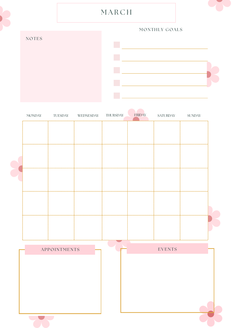 Monthly Planner PDF Bundle | 2026 Minimalist Calendar & Goals Tracker |  Instant Download PDF