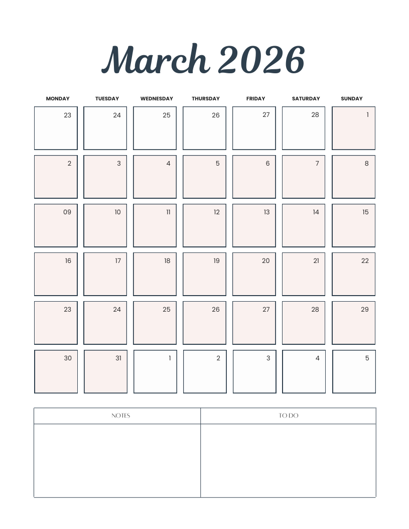 2026 Monthly Calendar PDF | Productivity Planner with To-Do List | Digital & Printable PDF
