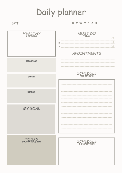Daily Performance Planner Template | Digital Holistic Day Organizer | Daily Task Manager, Fitness Tracker & Gratitude Journal