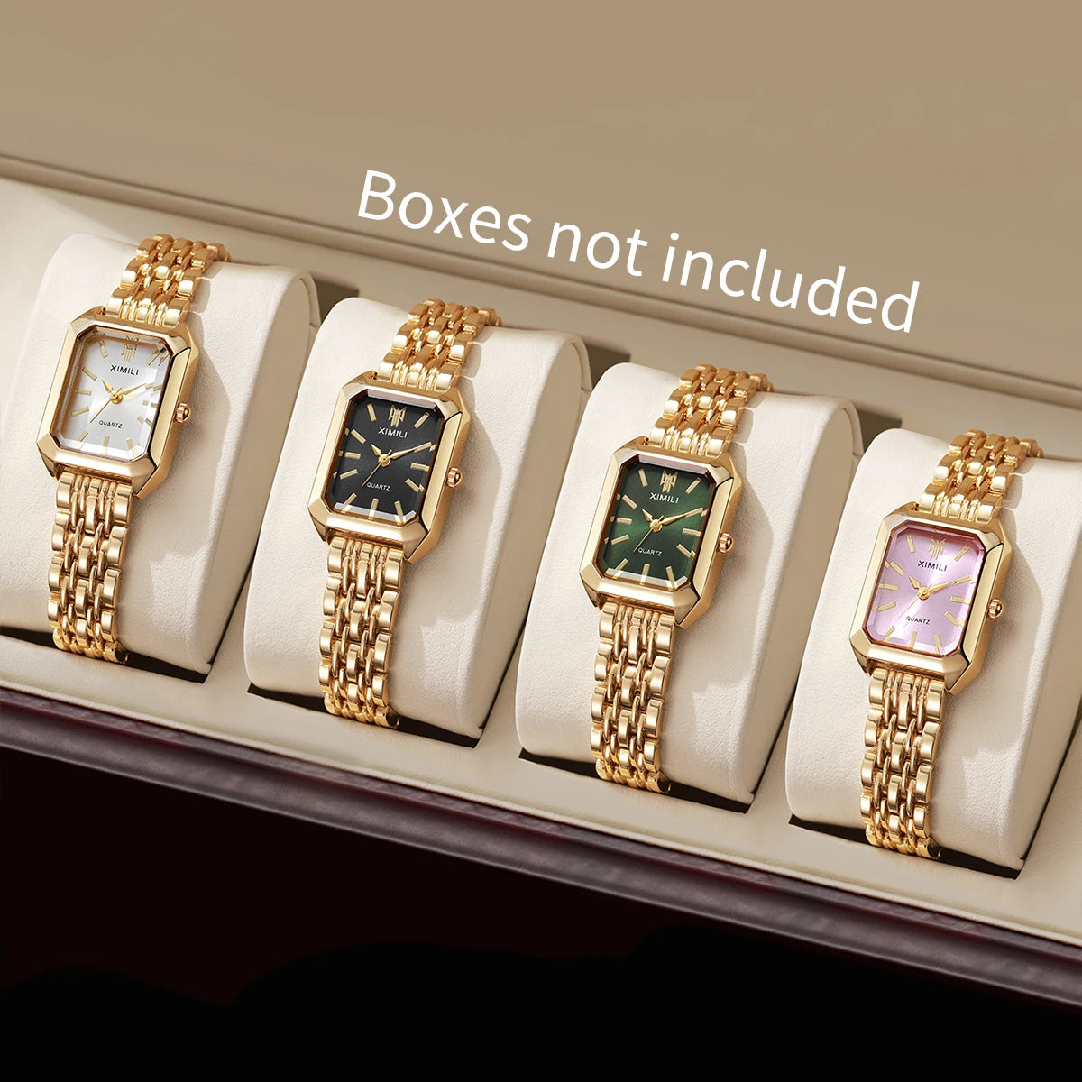 1/2/4PCS Luxury Women Watches Fashion Rectangle Woman Quartz Watch Stainless Steel Band Wristwatches Reloj Mujer（Without Box）