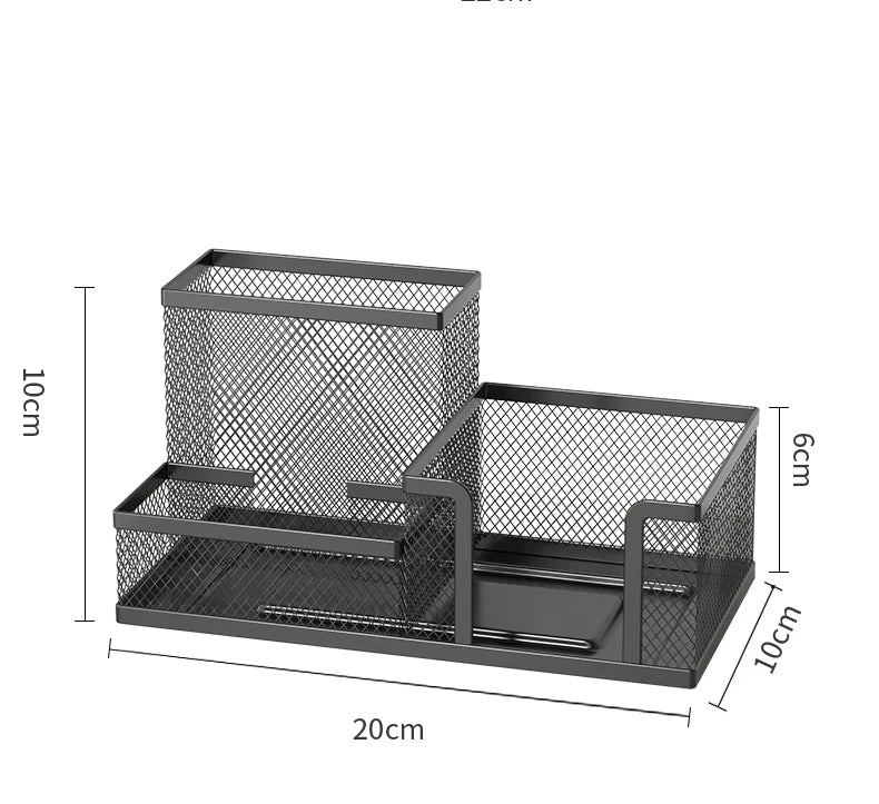 Mesh Desk Organizer – 3 Compartments, Black
