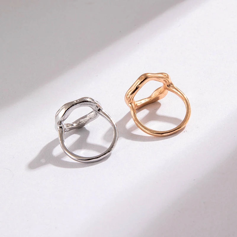 Tocona 2024 New Trendy Geometric Gold Silver Colour Set Rings for Women Adjustable Finger Ring Party Wedding Jewelry Accessories