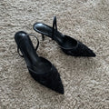 Mesh Embroidered Thin High Heels Sandals Women 2025 Summer Sexy Slingback Pointed Toe Pumps Dress Shoes Woman Sandalias De Mujer