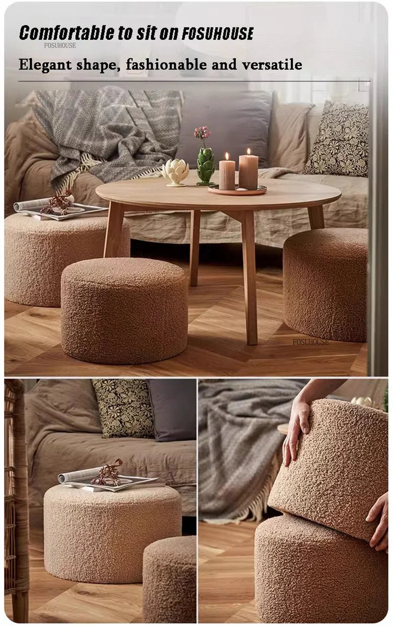 Modern Living Room Furniture Minimalist Shoe Changing Stool Nordic Lambswool Footrest Leisure Ottomans Designer Hallway Ottoman