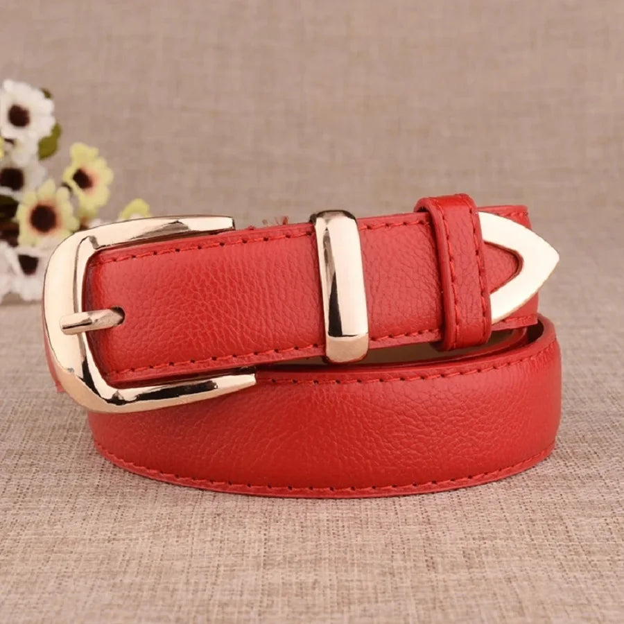 Women White Leather Trouser Belt