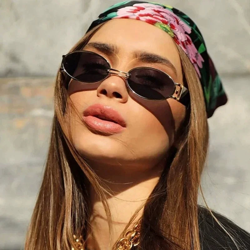 New Vintage Oval Sunglasses Ladies Ins Small Retro Punk Sunglasses for Women Men Luxury Brand UV400 Protection Shades Sunglasses
