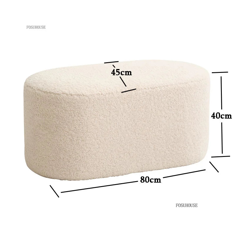 Modern Living Room Furniture Minimalist Shoe Changing Stool Nordic Lambswool Footrest Leisure Ottomans Designer Hallway Ottoman