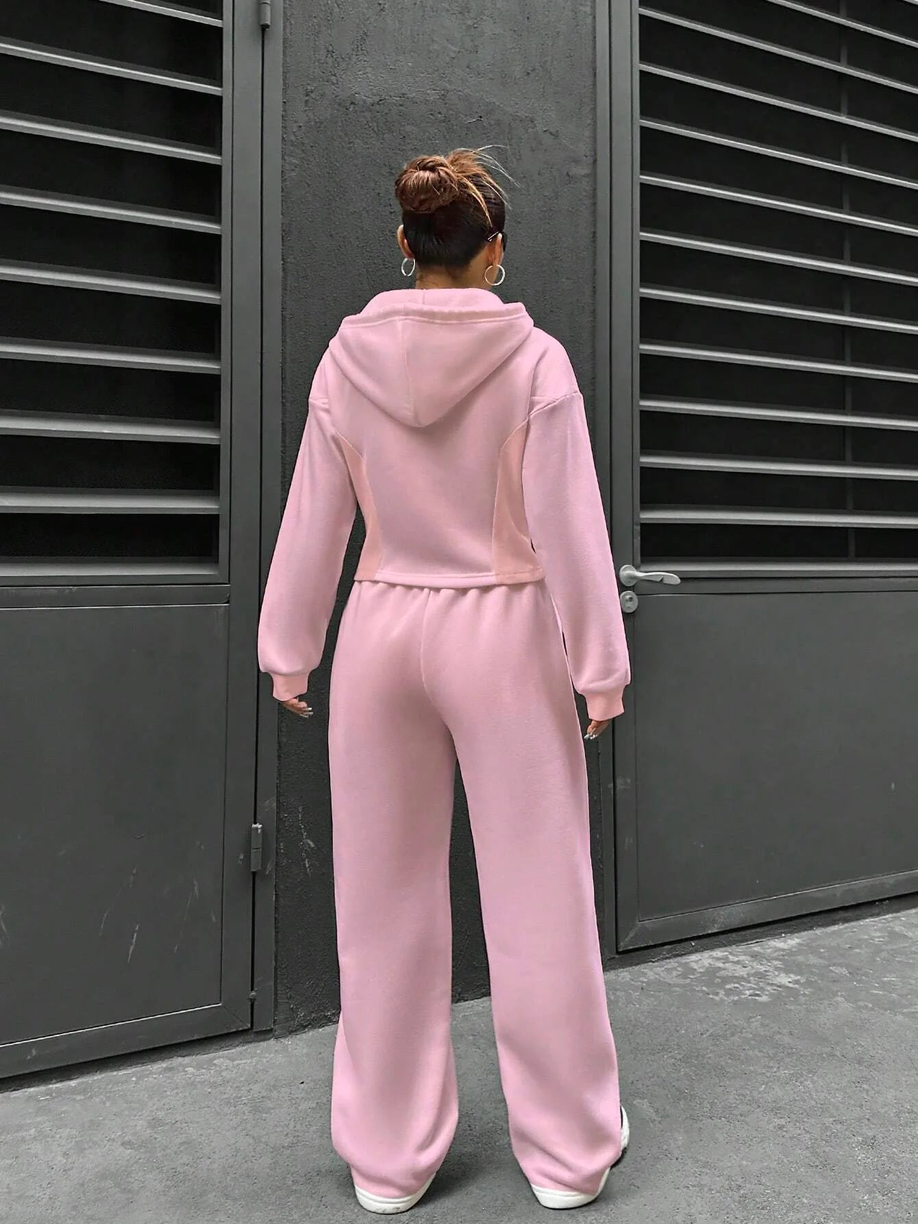 Sweatshirt Two-piece Set Women's Casual Sports Suit Spring Autumn Zip-up Slim Hoodies Short Coat Straight Trousers 2-piece Sets