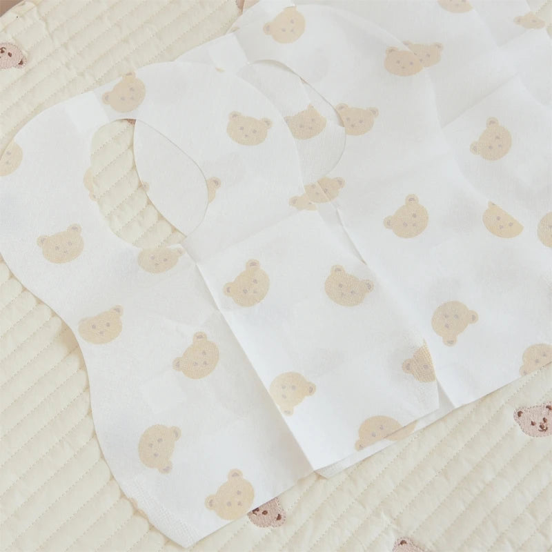 50-Pack Baby Disposable Bibs – Cartoon Bear