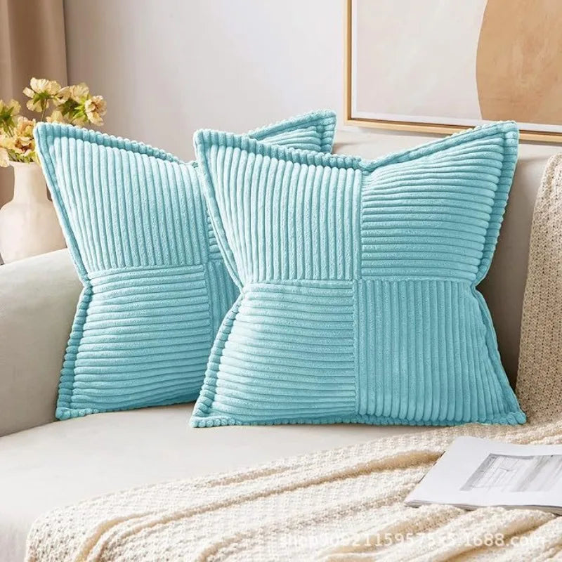 Solid Color Striped Corduroy Pillow Cushion Cover - Minimalist Sofa Backrest Cushion Office Lumbar Support Pillow Case for Nap