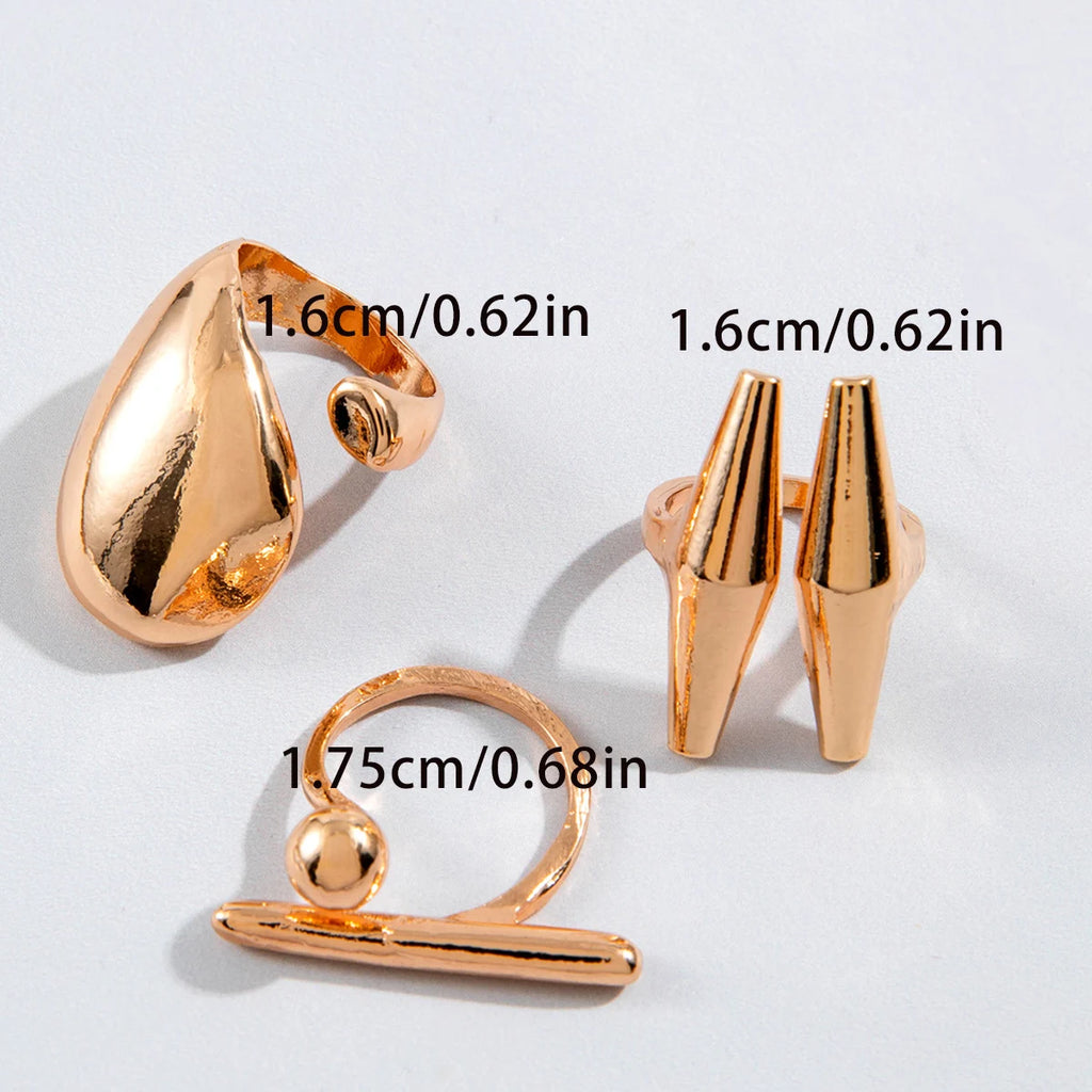 Tocona 2024 New Trendy Geometric Gold Silver Colour Set Rings for Women Adjustable Finger Ring Party Wedding Jewelry Accessories