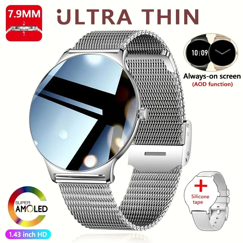 For Huawei New Ultra Slim AMOLED Smart Watch Women Screen Always Display Time Heart Rate BT Calling High-end Fashion Smartwatch