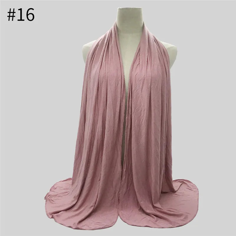 28Color Modal Cotton Jersey Hijab Scarf Ramadan Long Muslim Shawl Plain Solid Soft Turban Wraps For Women Headband