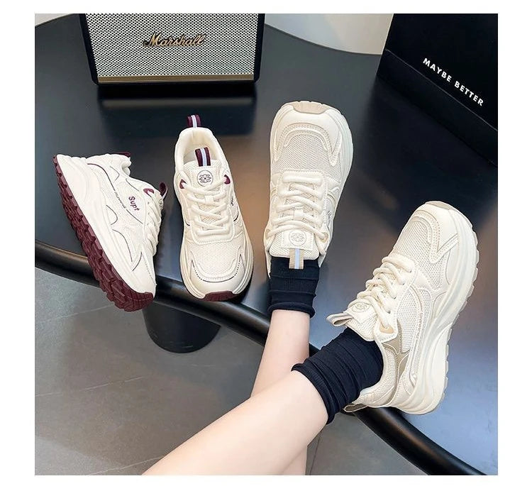 Height Increase Women Vulcanized Shoes Autumn New Lightweight Lace Up Platform Sneakers Comfort Breathable Non Slip Casual Shoes