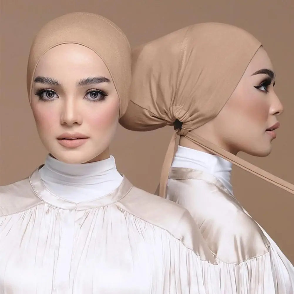 Womens Muslim Stretch Turban Cap Soft Modal Muslim Hat Headscarf Inner Turban Underscarf Modal Hat Bonnet Chiffon Islamic H E4H1