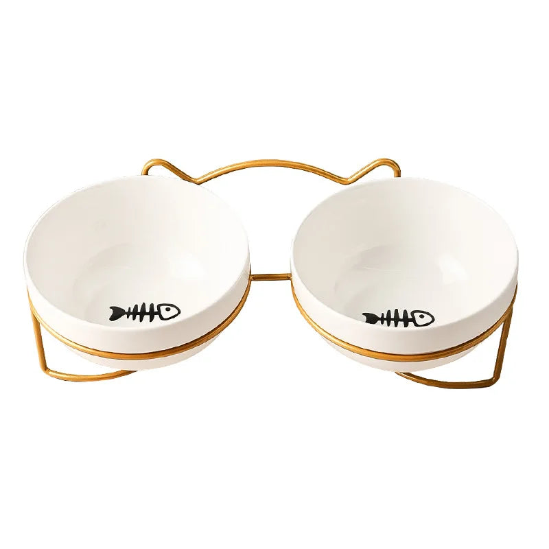 Ceramic Double Pet Bowl – Cervical Protection