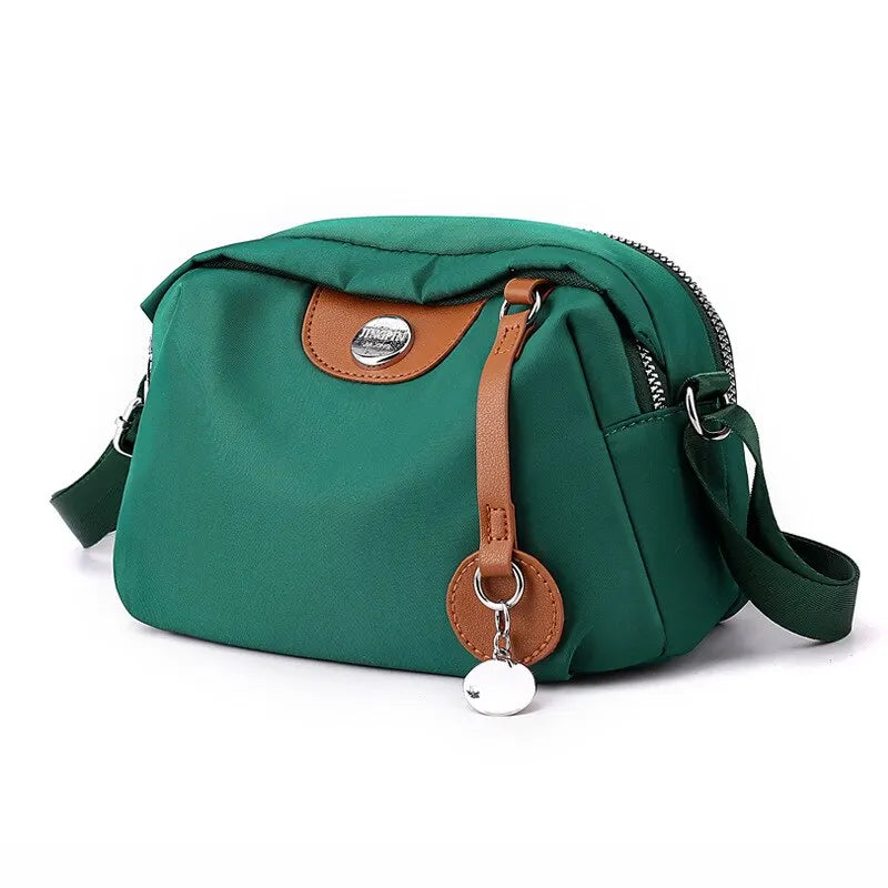 Women’s Waterproof Nylon Crossbody Bag – Large Capacity Casual Solid Color Messenger Shoulder Bag