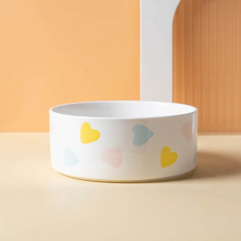 Ceramic Pet Bowl with Wooden Mat – Spine-Friendly