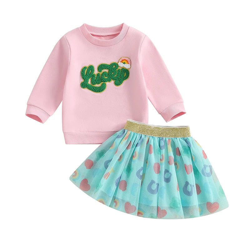Infant Girls Easter Outfits Adorable Bunny Print Long Sleeve Top Floral Skirt Set Toddler Spring Clothes for Kids