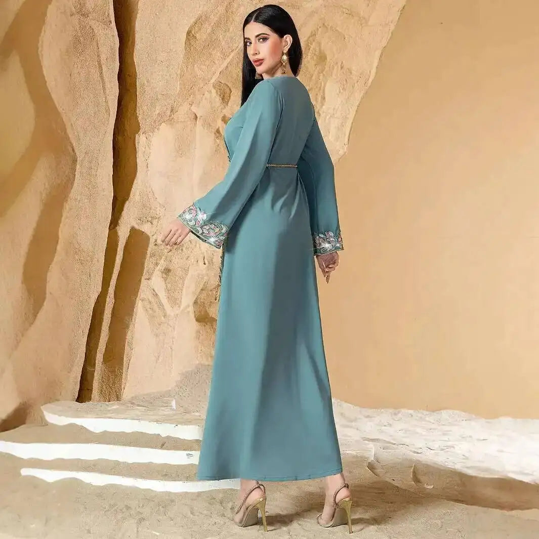 40761 Women's Clothing 2026 New Muslim Abaya Dubai Embroidered Beaded Evening Dress Abaya Ramadan Dubai Luxury Islam Elegant
