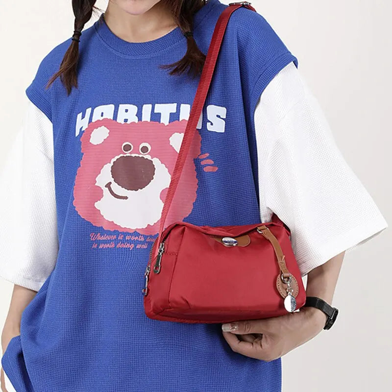 Women’s Waterproof Nylon Crossbody Bag – Large Capacity Casual Solid Color Messenger Shoulder Bag