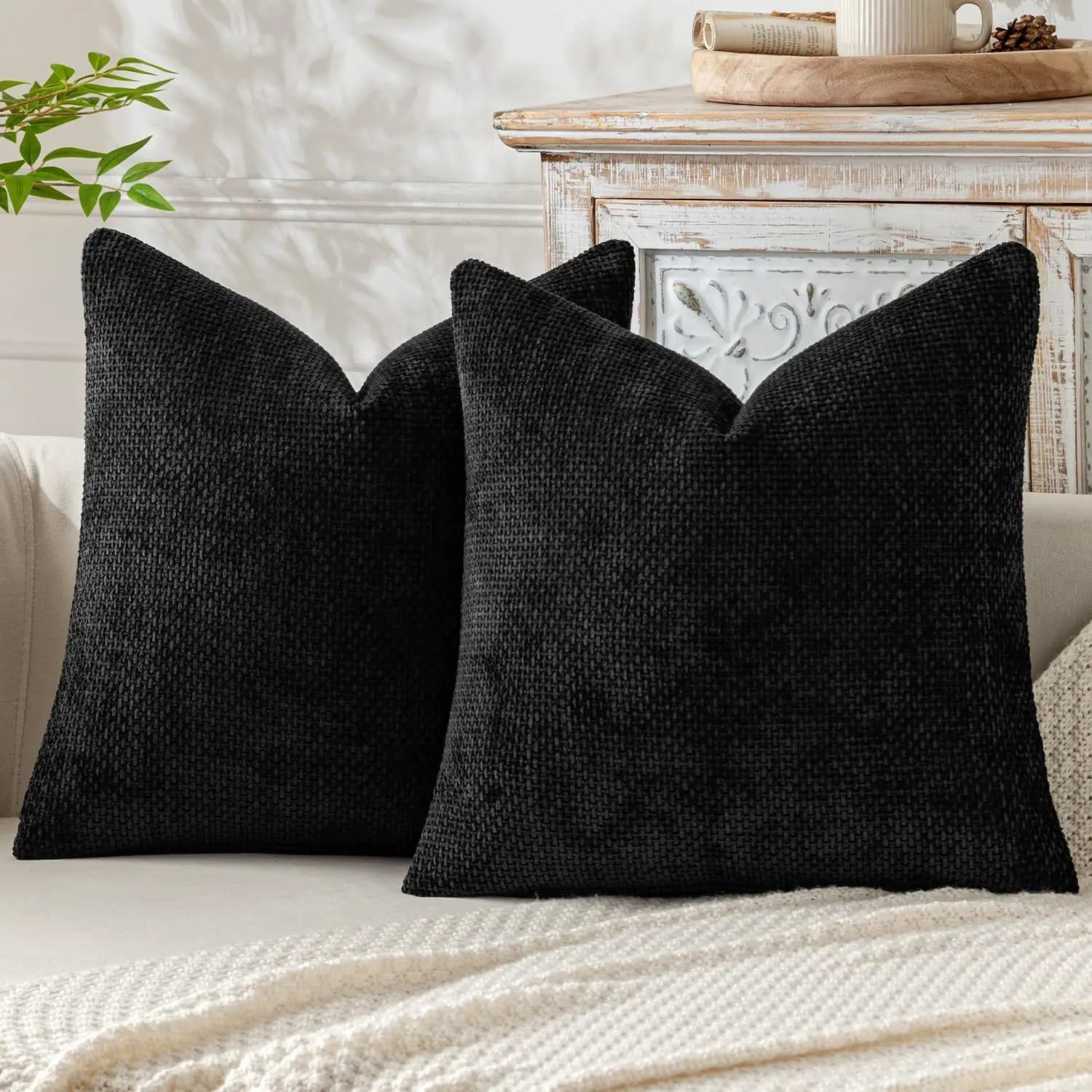 1pcs Chenille Throw Pillow Cover Soft Solid Color Cushion Case with Cross Woven Design Decorative Pillowcase Sofa Bed Home Decor