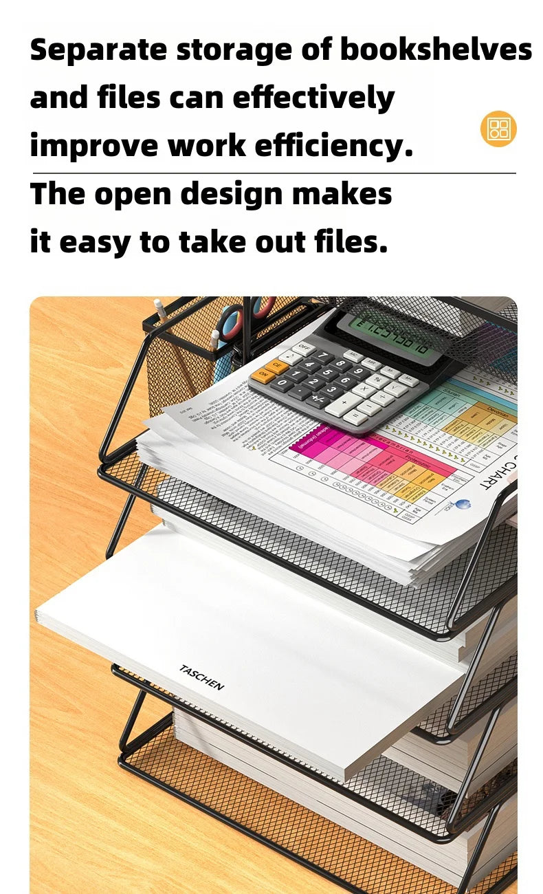 A4 Desk Paper Organizer – Metal Mesh Tray