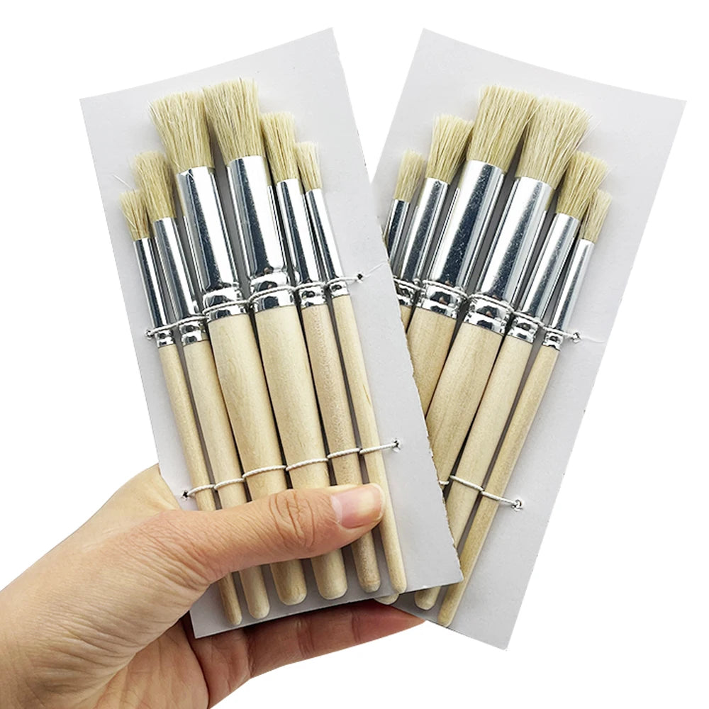 Stencil Paint Brush Set – 3/6/12/18pcs, Wooden Handle