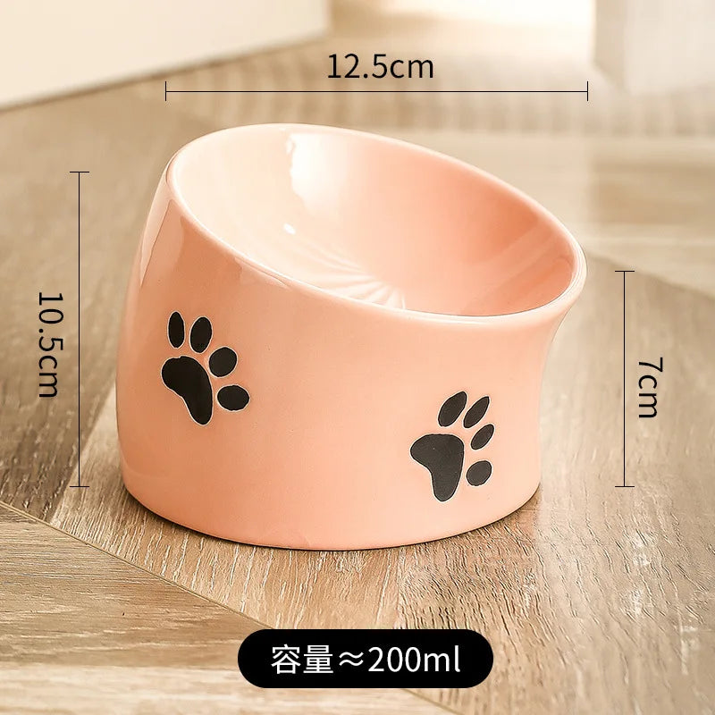 Tilted Elevated Ceramic Cat Bowl (Food & Water)
