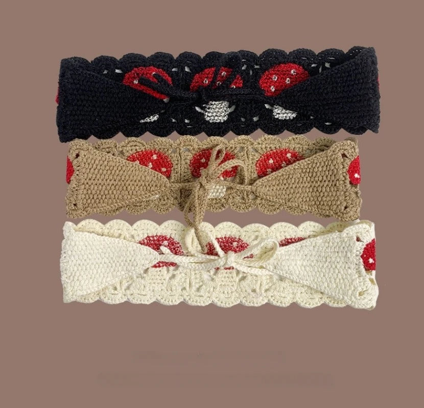 Small Strawberry Headband Crochet Sweet Cute Hair Band Women Scarf Headbands Bandanas Wide Elastic Hairbands Fashion Accessories