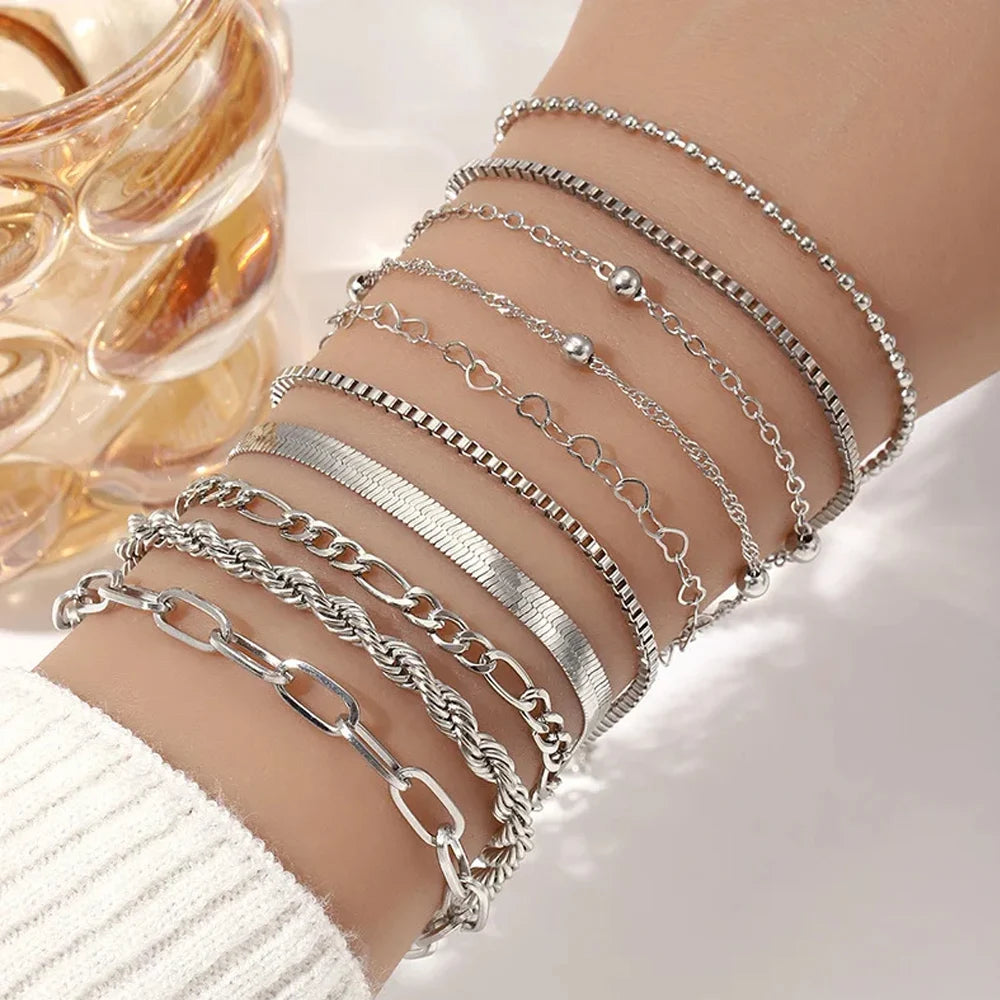Vintage Gold Snake Chain Bracelet Set