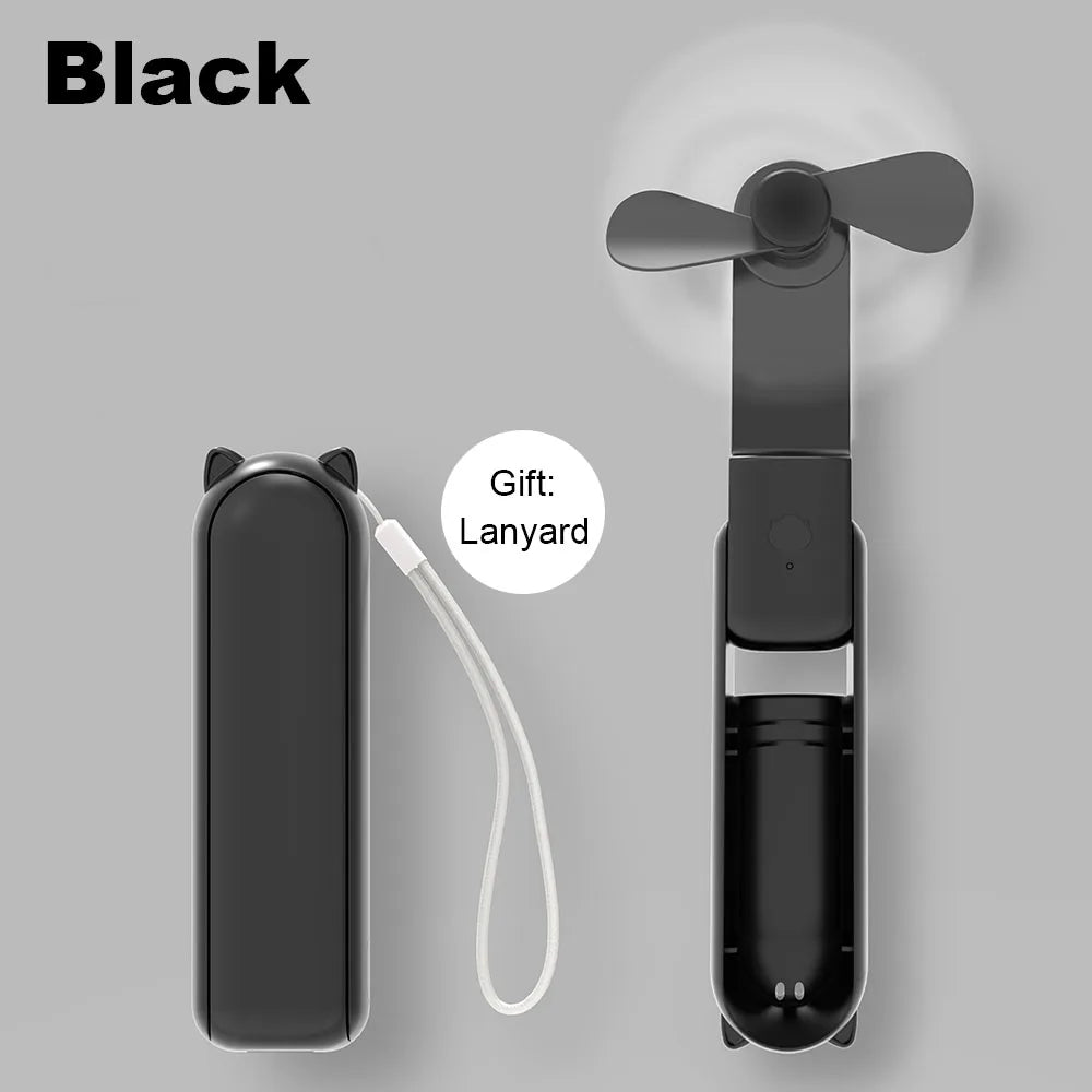 Portable Mini Fan – USB Rechargeable, Foldable (2000mAh)
