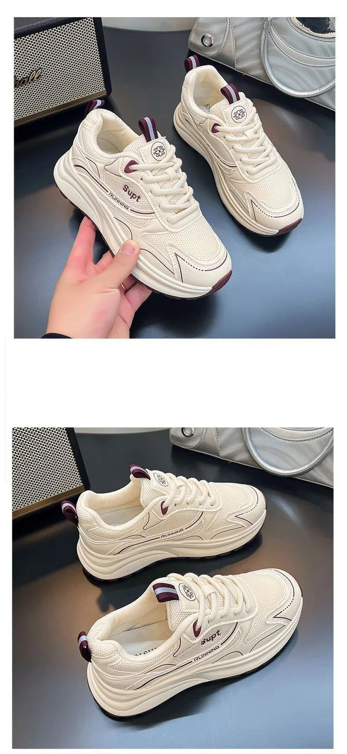 Height Increase Women Vulcanized Shoes Autumn New Lightweight Lace Up Platform Sneakers Comfort Breathable Non Slip Casual Shoes
