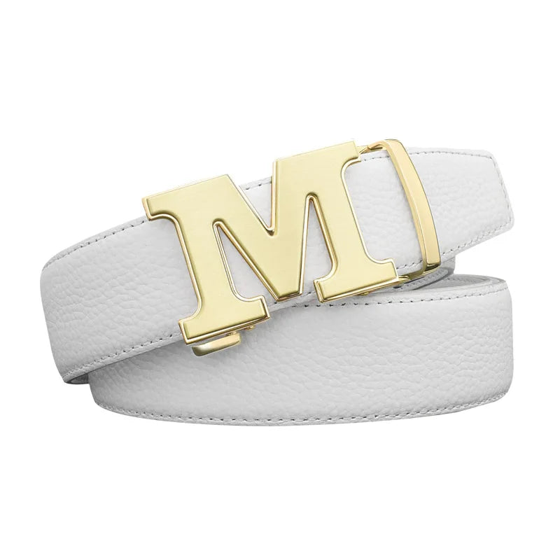 Men’s Luxury White Leather Belt