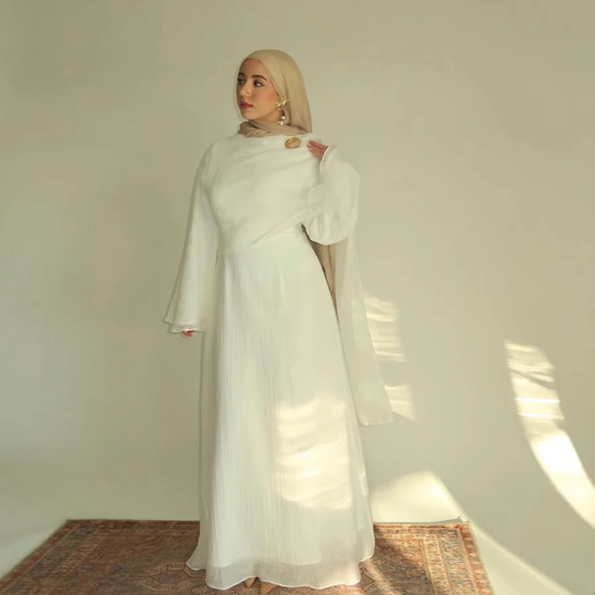 2025 New Pleated Fabric Elegant Shawl Gown Long Dress Islamic Clothing Women Abaya Dubai Modest Abaya Women Muslim Dress