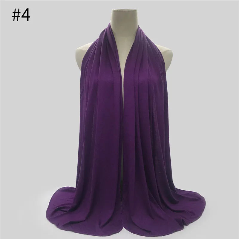 28Color Modal Cotton Jersey Hijab Scarf Ramadan Long Muslim Shawl Plain Solid Soft Turban Wraps For Women Headband