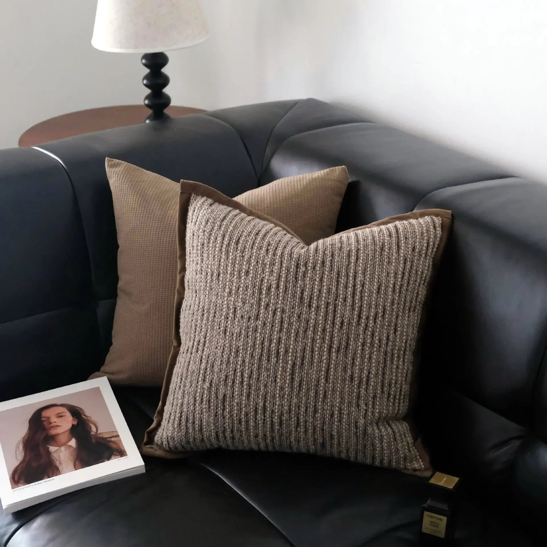 Brown Maillard Cushion Cover Modern Striped Design Decorative Pillow Covers Square Sofa Headboard Pillowcase Home Decor