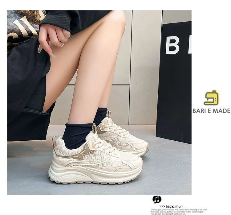 Height Increase Women Vulcanized Shoes Autumn New Lightweight Lace Up Platform Sneakers Comfort Breathable Non Slip Casual Shoes