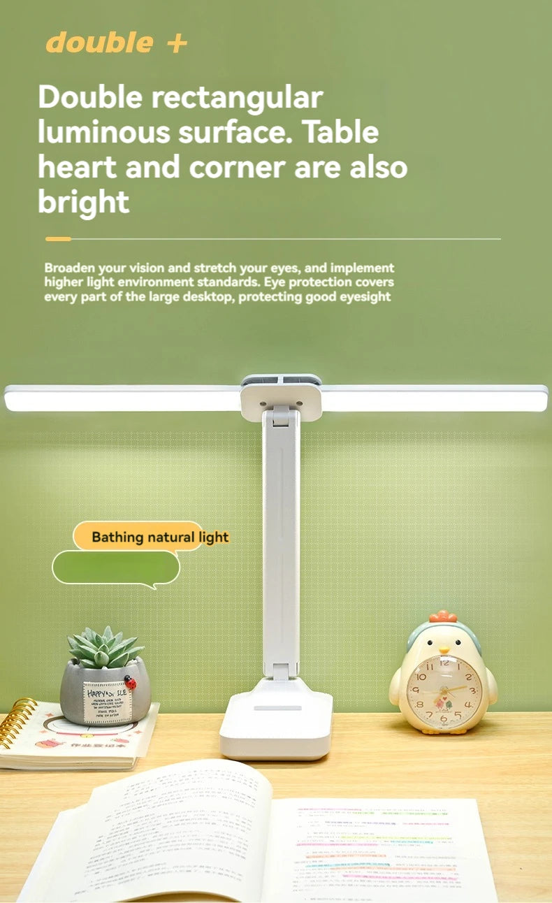 Dual-Head LED Desk Lamp – Foldable & Dimmable
