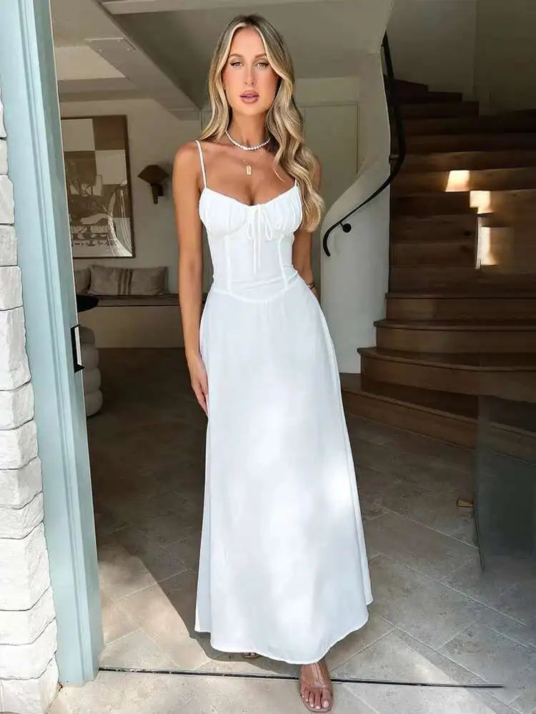 Townlike Elegant Maxi Long Waist Wrap A-line Dress Women Spaghetti Strap 2024 Spring Summer Dress Backless Sexy Party Dresses