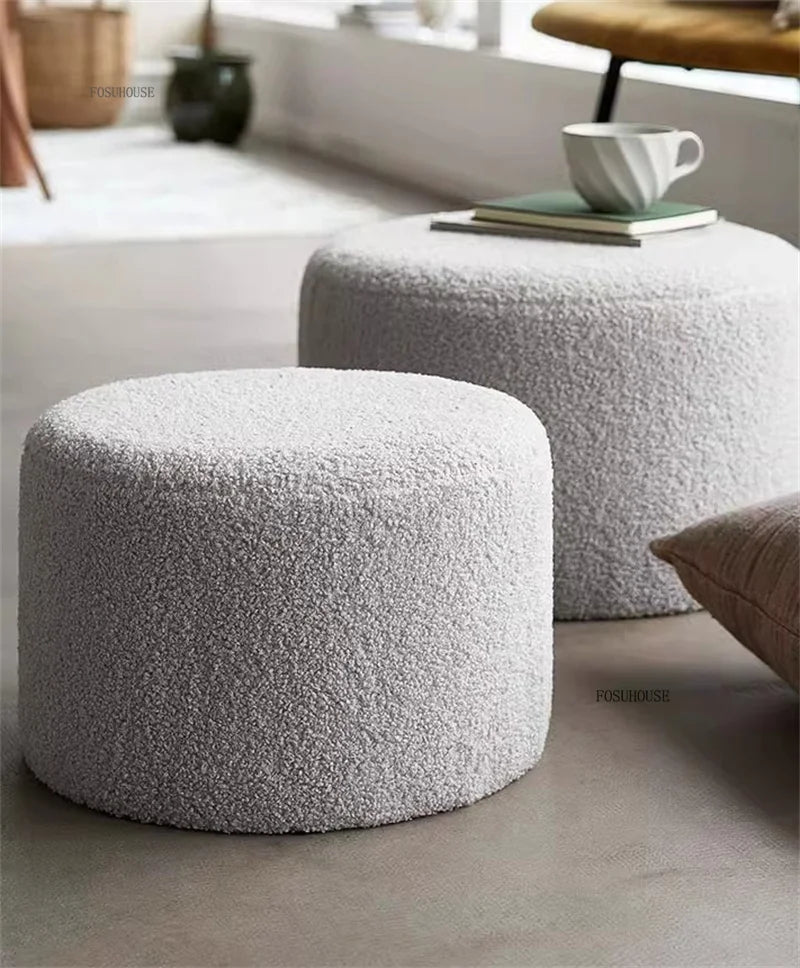 Modern Living Room Furniture Minimalist Shoe Changing Stool Nordic Lambswool Footrest Leisure Ottomans Designer Hallway Ottoman