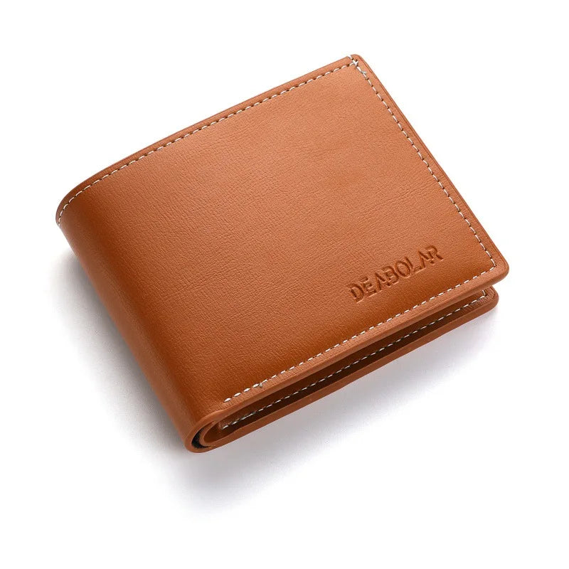 Men’s PU Leather Short Wallet – Slim Folding Credit Card Holder