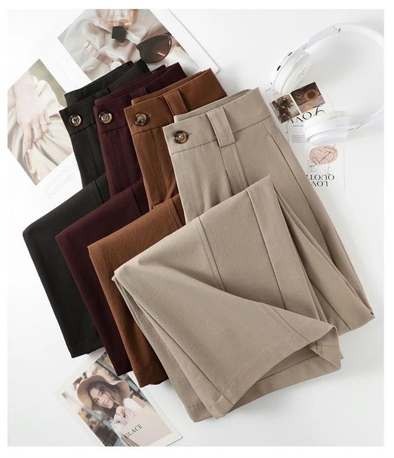 Spring Autumn 2026 Korean Spring New Temperament Pants Women High-end Wide-leg suit Pants Female Trouser Ladies
