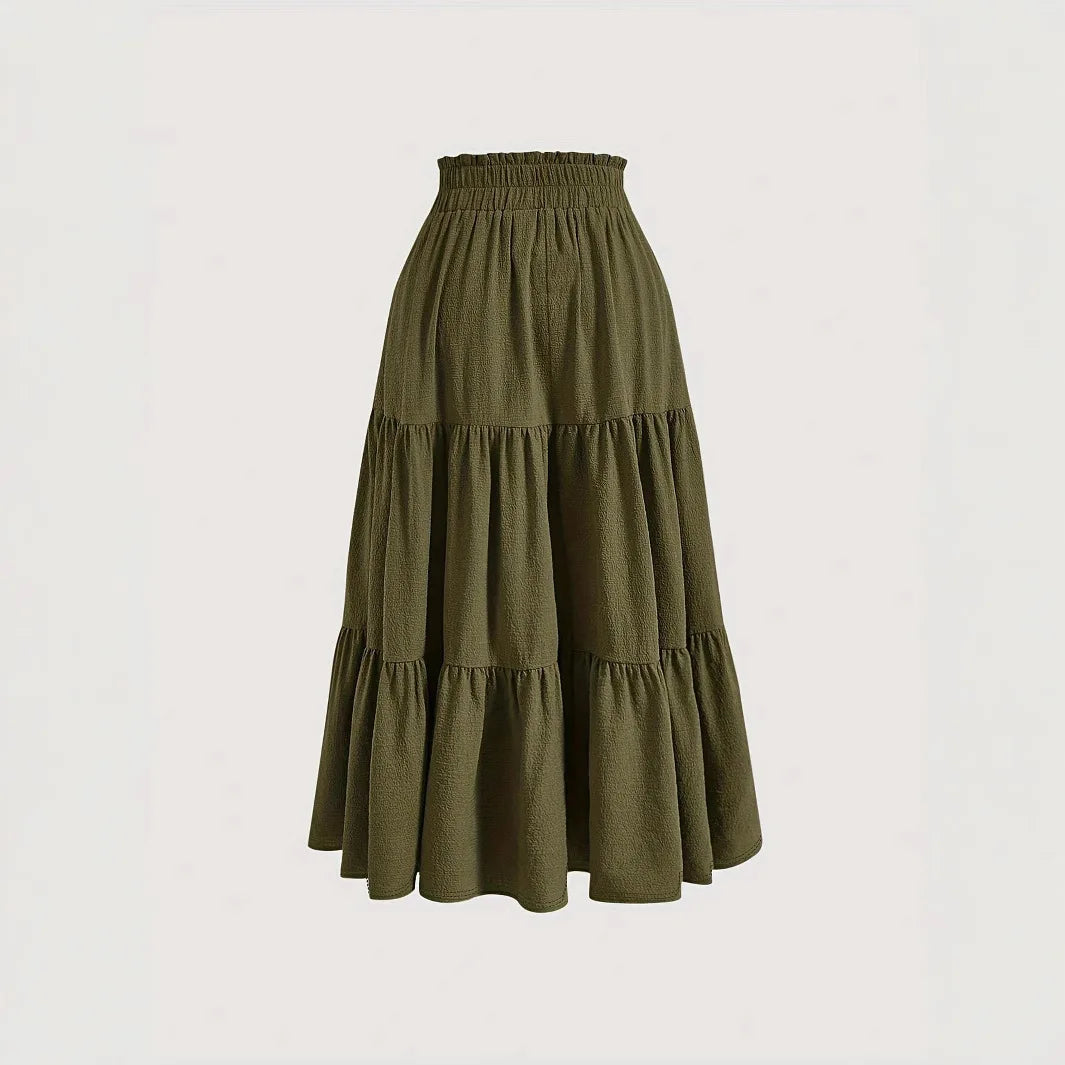 2025 New Women's Boho Vintage Floral Print Maxi Skirt Fashion Elastic High Waist Pleated Flowy A -Line Long Autumn Short Skirts