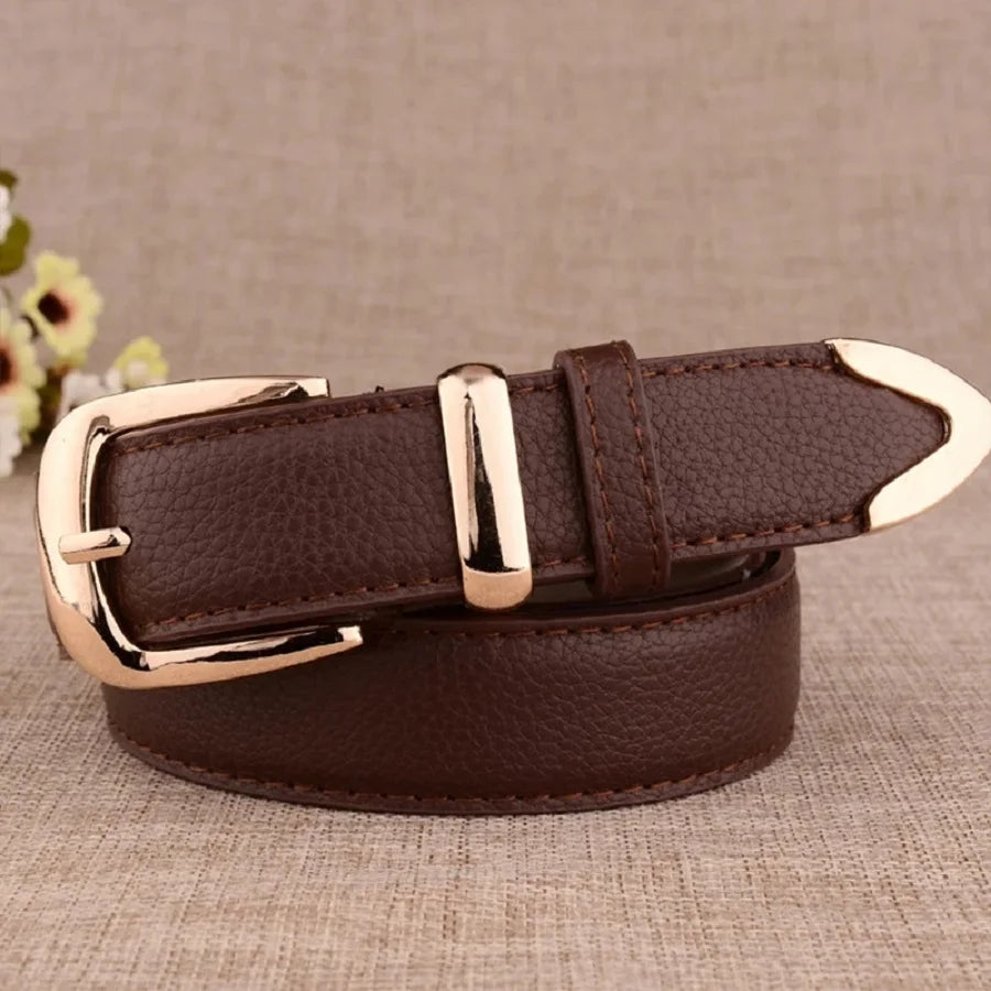 Women White Leather Trouser Belt