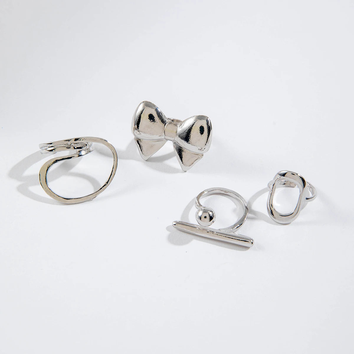 Tocona 2024 New Trendy Geometric Gold Silver Colour Set Rings for Women Adjustable Finger Ring Party Wedding Jewelry Accessories