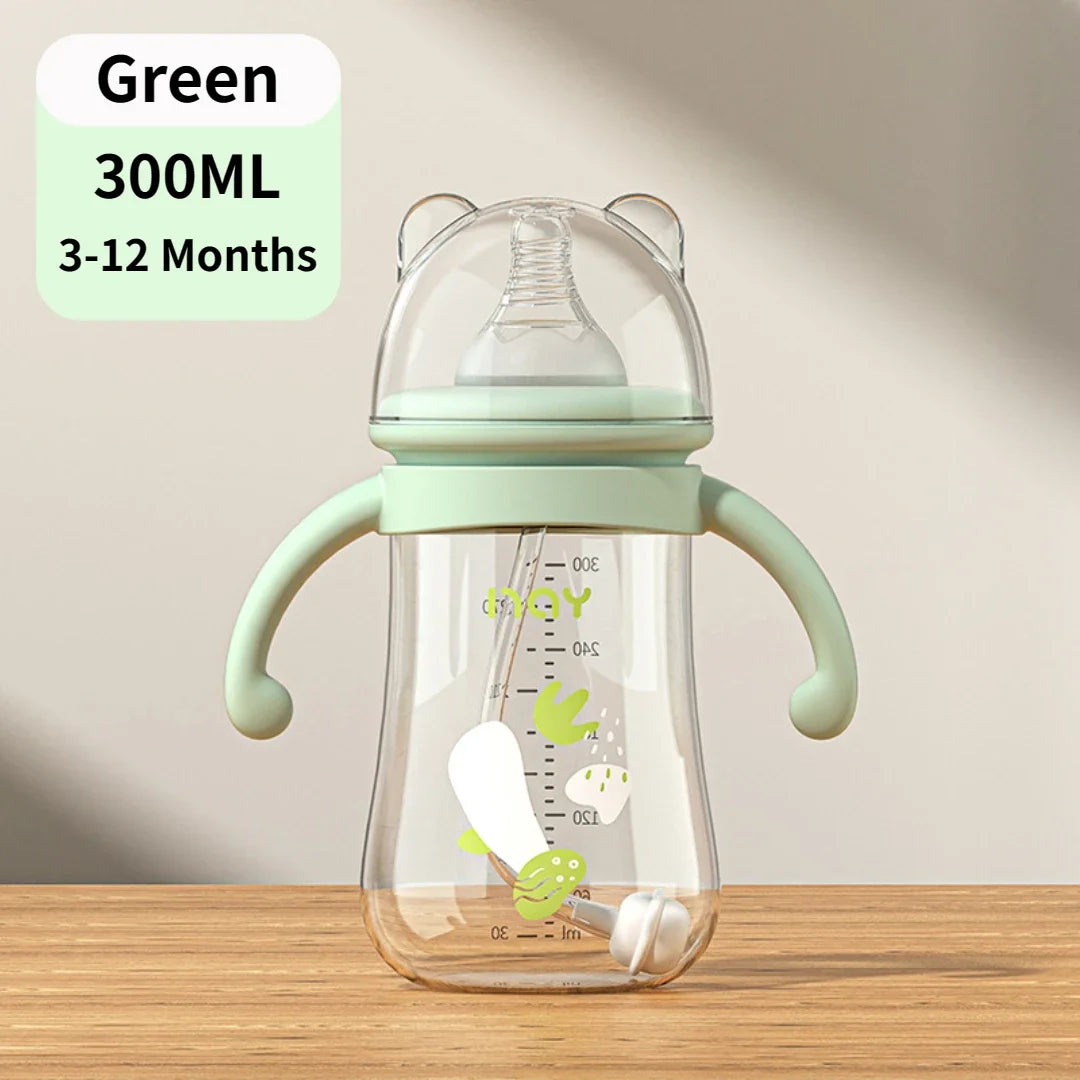 300ML Baby Bottle Set – PP Bottle with Handle & Silicone Pacifier