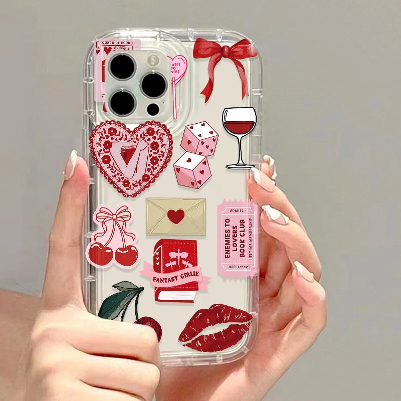 Cute Cherry Phone Case For iPhone 17 15 16 13 11 12 14 Pro Max 7 8 Plus Air 16e XR SE 2022 Shockproof Soft Clear Cover Coque