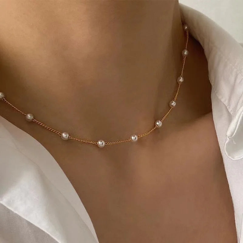 Pearl Beads Choker Necklace