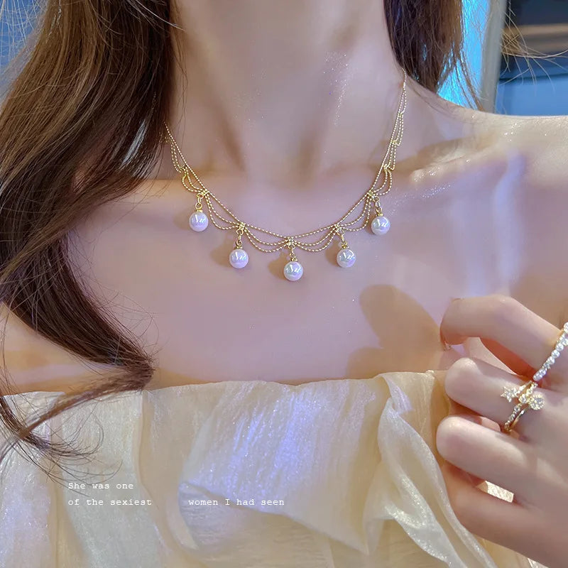 Pearl Beads Choker Necklace